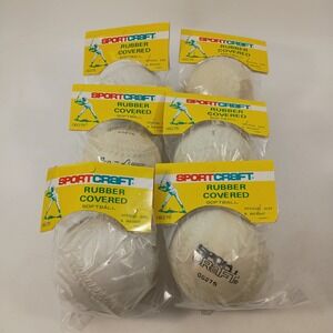 Lot of 6 Vintage Sportcraft 06275 Rubber Covered Softballs Official Size Weight